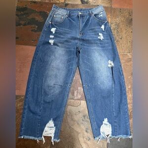 Chic Blue Barrel Jeans for Women size 12